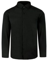 Elegancka Męska Koszula - VICTORIO - Regular - Czarna. Czarne koszule męskie Victorio, m, bez wzorów, z bawełny, bez kołnierzyka, bez ramiączek. Za 145.00 zł.