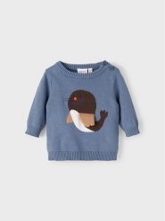 NAME IT Sweter 13209866 Niebieski Regular Fit. Niebieskie swetry chłopięce Name it, bez wzorów, z bawełny, bez kołnierzyka. Za 119.99 zł.