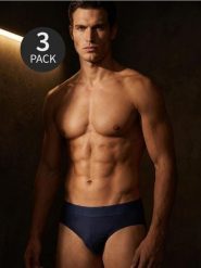 Bawełniane slipy 3 pack - granatowy. Niebieskie slipki męskie Sinsay, bez wzorów, z bawełny. Za 19.99 zł.