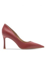 Eva Minge Szpilki EVORA-V1278-08-8 Czerwony. Czerwone szpilki Eva Minge, bez wzorów, ze skóry, bez obcasa. Za 249.99 zł.