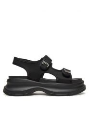Juicy Couture Sandały WSS21516-01 Czarny. Czarne sandały damskie Juicy Couture, bez wzorów, z materiału, bez obcasa, na płaskiej podeszwie. Za 249.99 zł.