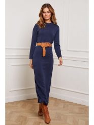Joséfine Sukienka dzianinowa "Analog" w kolorze granatowym rozmiar: L. Niebieskie sukienki damskie Joséfine, l, bez wzorów, z dzianiny, bez kołnierzyka, bez ramiączek, maxi. Za 130.99 zł.