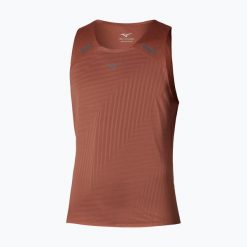 Koszulka do biegania męska Mizuno Tech Light Tank. Brązowe t-shirty sportowe męskie Mizuno, m, ze skóry, bez ramiączek, do biegania. Za 299.99 zł.