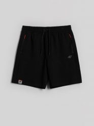 4F Spodenki dresowe męskie - czarne S. Czarne szorty męskie 4f, bez wzorów, z dresówki, klasyczne. Za 129.99 zł.