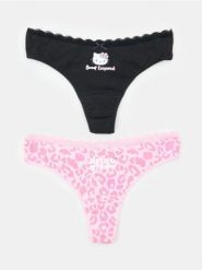 Bawełniane stringi 2 pack Hello Kitty - wielobarwny. Stringi damskie Sinsay, l, bez wzorów, z bawełny. Za 19.99 zł.