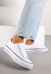Biało-Czarne Trampki Vices na Grubszej Podeszwie pod Kostkę Tilomea. Białe trampki i tenisówki damskie Born2be, bez wzorów, z jeansu. Za 44.99 zł.