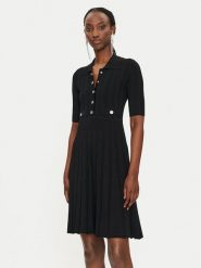 PINKO Sukienka dzianinowa Viscosa Mix 104032 A239 Czarny Slim Fit. Czarne sukienki damskie Pinko, s, bez wzorów, z dzianiny, bez kołnierzyka, bez ramiączek. Za 1,399.00 zł.