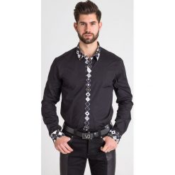 KOSZULA VERSACE JEANS. Czarne koszule męskie Versace Jeans, m, bez wzorów, z bawełny, bez kołnierzyka, bez ramiączek. Za 449.40 zł.