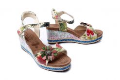 LAURA VITA FACYO 80 CX1198-80C beige, sandały damskie. Brązowe sandały damskie Laura Vita, bez wzorów, ze skóry, bez obcasa, na koturnie. Za 283.92 zł.