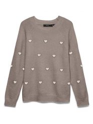 Vero Moda Sweter w kolorze szarobrązowym rozmiar: L. Brązowe swetry klasyczne damskie Vero Moda, l, bez kołnierzyka. Za 109.95 zł.