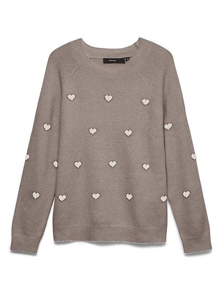 Vero Moda Sweter w kolorze szarobrązowym rozmiar: L. Brązowe swetry klasyczne damskie Vero Moda, l, bez kołnierzyka. Za 109.95 zł.
