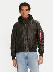 Alpha Industries Kurtka z imitacji skóry 123106 Czarny Regular Fit. Czarne kurtki męskie Alpha Industries, m, bez wzorów, ze skóry, bez kaptura. Za 759.99 zł.
