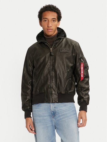 Alpha Industries Kurtka z imitacji skóry 123106 Czarny Regular Fit. Czarne kurtki męskie Alpha Industries, m, bez wzorów, ze skóry, bez kaptura. Za 759.99 zł.