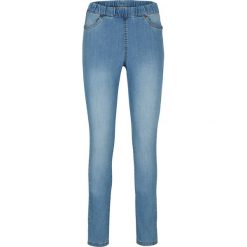 Wygodne tregginsy ze stretchem. Niebieskie legginsy damskie bonprix, bez wzorów, z jeansu. Za 74.99 zł.