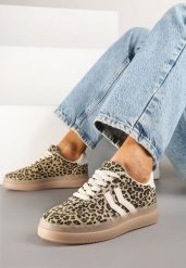Panterkowe Sneakersy Tenisówki Ozdobione Paskami Falovinia. Trampki i tenisówki damskie Renee, bez wzorów, z jeansu. Za 79.99 zł.