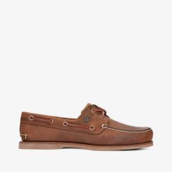 Mokasyny męskie Timberland CLASSIC BOAT 2 EYE. Brązowe mokasyny męskie Timberland, na lato, z gumy. Za 559.99 zł.