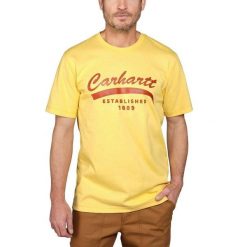 Koszulka męska T-shirt Carhartt Heavyweight. Żółte t-shirty męskie Carhartt, m, bez wzorów, bez kołnierzyka. Za 135.00 zł.