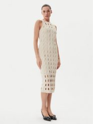 PINKO Sukienka dzianinowa Allan 105190 A2LW Beżowy Regular Fit. Brązowe sukienki damskie Pinko, m, bez wzorów, z dzianiny, bez kołnierzyka, bez ramiączek. Za 1,229.00 zł.