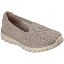 Baleriny damskie Skechers Graceful - Bliss Intent. Brązowe baleriny damskie Skechers, bez wzorów, z materiału, bez obcasa. Za 490.00 zł.