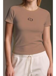 Cotton Candy Koszulka w kolorze karmelowym rozmiar: L. Brązowe bluzki damskie Cotton Candy, l, bez wzorów, bez kołnierzyka. Za 74.28 zł.