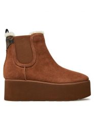 Guess Botki Jilaine2 FLFJL2 LEA10 Brązowy. Brązowe botki damskie Guess, ze skóry, bez obcasa, na koturnie, bez zapięcia. Za 549.99 zł.