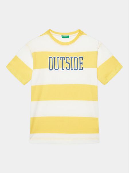 United Colors Of Benetton T-Shirt 3ZNBC10BN Żółty Regular Fit. Żółte t-shirty chłopięce United Colors Of Benetton, bez wzorów, z bawełny, bez ramiączek. Za 59.99 zł.