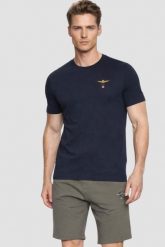 AERONAUTICA MILITARE Granatowy bawełniany męski t-shirt, Rozmiar XL. Niebieskie t-shirty męskie AERONAUTICA MILITARE, l, bez wzorów, z bawełny, bez kołnierzyka. Za 229.99 zł.