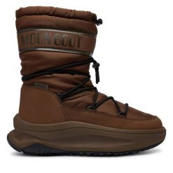 Śniegowce Moon Boot. Brązowe buty zimowe męskie Moon Boot, z polaru, bez zapięcia. Za 989.99 zł.