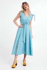 Sukienka popelinowa TWINSET ACTITUDE. Sukienki damskie Twinset Milano, l, bez wzorów, bez kołnierzyka, bez ramiączek. W wyprzedaży za 566.57 zł.