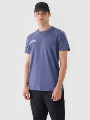 4F T-shirt regular gładki męski - niebieski XXL. Niebieskie t-shirty męskie 4f, m, bez wzorów, z bawełny, bez kołnierzyka. W wyprzedaży za 29.99 zł.
