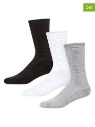 DKNY Skarpety (3 pary) w kolorze biało-czarno-szarym rozmiar: 40-45. Białe skarpetki męskie DKNY, bez wzorów. Za 35.95 zł.