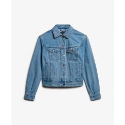 Kurtka dżinsowa damska z wzorem Superdry. Niebieskie kurtki damskie Superdry., s, bez wzorów, bez kaptura. Za 516.00 zł.
