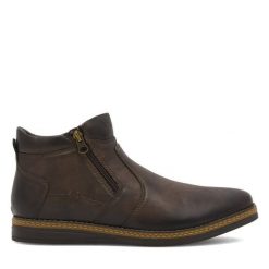 Botki Lanetti. Brązowe buty zimowe męskie Lanetti, bez zapięcia. Za 159.99 zł.