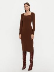 Luisa Spagnoli Sukienka dzianinowa Mandola 58510 Brązowy Regular Fit. Brązowe sukienki damskie Luisa Spagnoli, s, bez wzorów, z dzianiny, bez kołnierzyka, bez ramiączek. Za 1,159.00 zł.