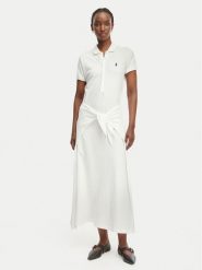 Polo Ralph Lauren Sukienka codzienna 211A12906001 Biały Regular Fit. Białe sukienki damskie Polo Ralph Lauren, na co dzień, s, bez wzorów, z bawełny, bez kołnierzyka, bez ramiączek, proste. Za 989.99 zł.