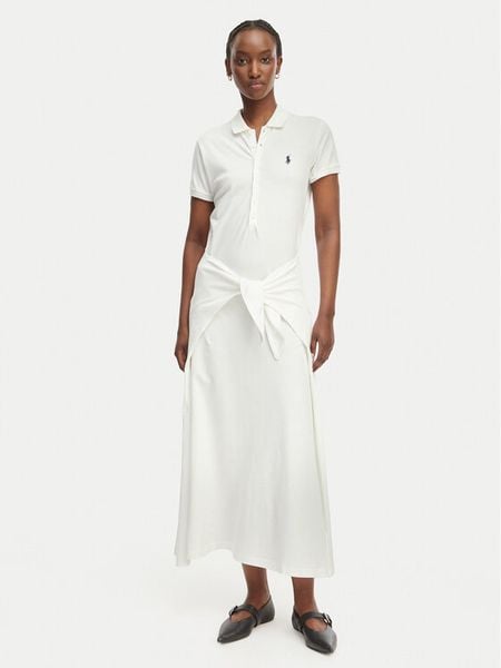 Polo Ralph Lauren Sukienka codzienna 211A12906001 Biały Regular Fit. Białe sukienki damskie Polo Ralph Lauren, na co dzień, l, bez wzorów, z bawełny, bez kołnierzyka, bez ramiączek, proste. Za 989.99 zł.