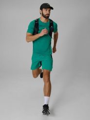 4F Spodenki do biegania szybkoschnące męskie - zielone M. Zielone szorty męskie 4f, bez kołnierzyka. Za 199.99 zł.