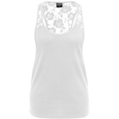 Damski tank top miejski klasyczny kwiatowa koronka luźny. Białe topy damskie Urban Classics, bez wzorów, z koronki, bez kołnierzyka. W wyprzedaży za 38.00 zł.