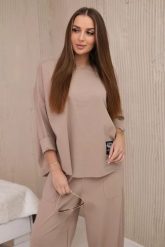 Komplet new punto bluza + spodnie camelowy. Bluzy bez kaptura damskie KESI, l, z bawełny. Za 347.13 zł.