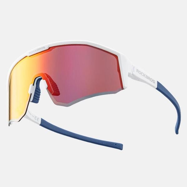 Okulary rowerowe / sportowe polaryzacja ROCKBROS (14130001002). Białe okulary przeciwsłoneczne męskie ROCKBROS, z gumy. Za 88.00 zł.