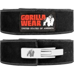 4-calowy skórzany pasek dźwigniowy- Czarny. Czarne paski męskie GORILLA WEAR, bez wzorów, sportowe. Za 298.00 zł.