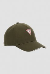 GUESS Zielona czapka z daszkiem. Zielone czapki męskie Guess, z aplikacjami, z bawełny. W wyprzedaży za 70.99 zł.