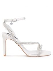 Nine West Sandały WFA2675-1 Biały. Białe sandały damskie Nine West, bez wzorów, z syntetyku, bez obcasa, na szpilce. Za 259.99 zł.