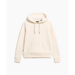 Damska bluza z kapturem z metalicznym logo Superdry Luxe. Brązowe bluzy sportowe damskie Superdry., bez wzorów, ze skóry, bez ramiączek, z kapturem. Za 380.50 zł.