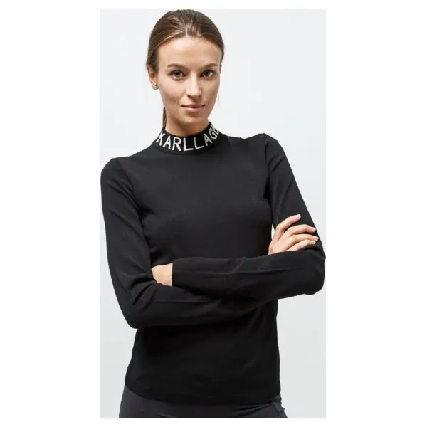 Karl Lagerfeld Koszulka Ls Logo Tourtleneck Sweater , czarny, rozmiar L. Czarne t-shirty damskie Karl Lagerfeld, l, z aplikacjami, z bawełny, bez kołnierzyka. Za 699.99 zł.
