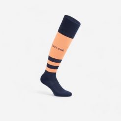 Skarpety do rugby R500 DAMSKIE. Brązowe skarpetki damskie OFFLOAD, bez wzorów, z materiału. Za 19.99 zł.