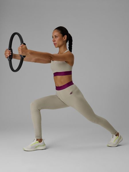 4F Legginsy treningowe szybkoschnące damskie - beżowe XL. Brązowe legginsy damskie 4f, s, bez wzorów, z podwyższonym stanem, na fitness i siłownię. Za 169.99 zł.