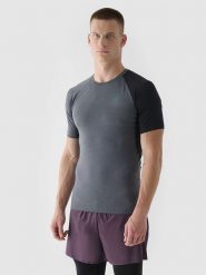 4F Koszulka sportowa w kolorze antracytowo-czarnym rozmiar: L. Czarne t-shirty sportowe męskie 4f, l, z materiału, bez ramiączek, outdoorowe. Za 87.61 zł.