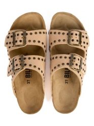 Billowy Skórzane klapki w kolorze jasnoróżowym rozmiar: 36. Różowe klapki damskie Billowy, bez wzorów, bez obcasa. Za 173.99 zł.