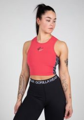 Zion Crop Top - Czerwony. Czerwone topy sportowe damskie GORILLA WEAR, m, bez wzorów, z elastanu, bez ramiączek. Za 171.55 zł.